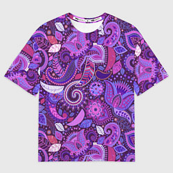 Футболка оверсайз мужская Фиолетовый этнический дудлинг, цвет: 3D-принт