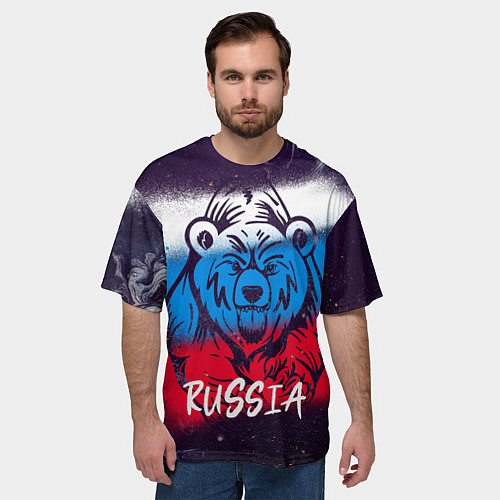 Мужская футболка оверсайз Russia Bear / 3D-принт – фото 3