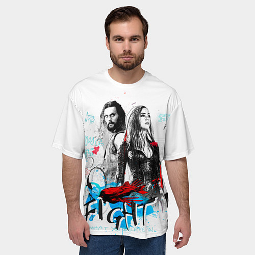 Мужская футболка оверсайз FIGHT / 3D-принт – фото 3