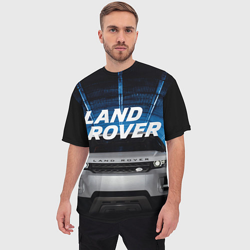 Мужская футболка оверсайз LAND ROVER / 3D-принт – фото 3