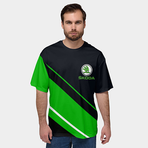 Мужская футболка оверсайз SKODA / 3D-принт – фото 3