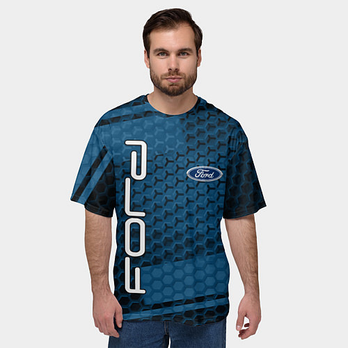 Мужская футболка оверсайз FORD / 3D-принт – фото 3