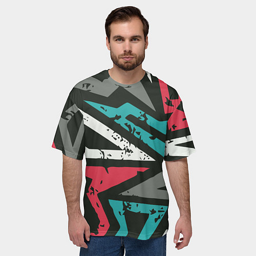 Мужская футболка оверсайз Geometric Abstraction / 3D-принт – фото 3