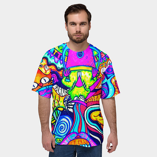 Мужская футболка оверсайз КИСЛОТНЫЕ РИСУНОК / 3D-принт – фото 3