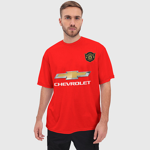 Мужская футболка оверсайз Манчестер Юнайтед форма 2020 / 3D-принт – фото 3