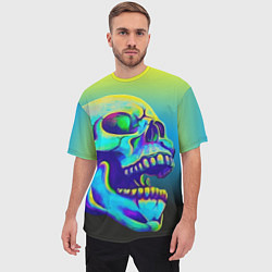 Футболка оверсайз мужская Neon skull, цвет: 3D-принт — фото 2