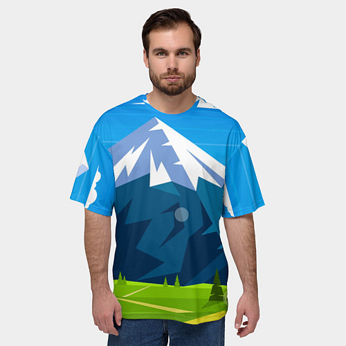 Мужская футболка оверсайз Горы пейзаж природа вектор / 3D-принт – фото 3