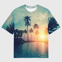 Футболка оверсайз мужская Пальмы, цвет: 3D-принт