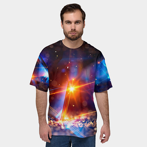Мужская футболка оверсайз Geometry light / 3D-принт – фото 3