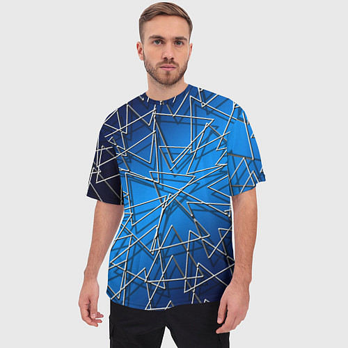Мужская футболка оверсайз Треугольники / 3D-принт – фото 3