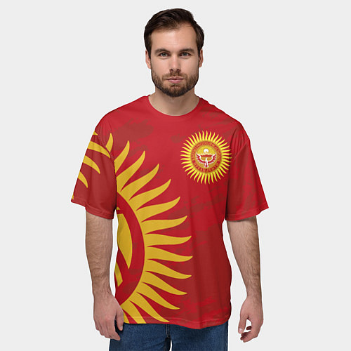 Мужская футболка оверсайз Киргизия / 3D-принт – фото 3