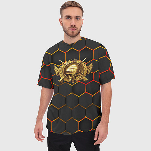 Мужская футболка оверсайз Pubg Gold Logo / 3D-принт – фото 3