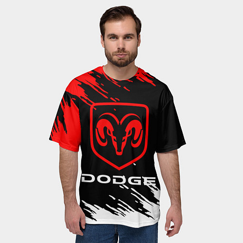 Мужская футболка оверсайз DODGE / 3D-принт – фото 3