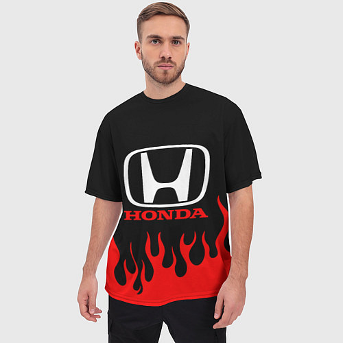 Мужская футболка оверсайз HONDA / 3D-принт – фото 3