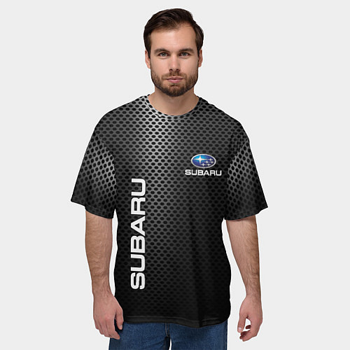 Мужская футболка оверсайз SUBARU / 3D-принт – фото 3