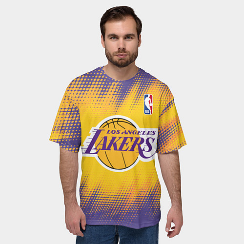 Мужская футболка оверсайз Los Angeles Lakers / 3D-принт – фото 3