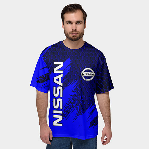 Мужская футболка оверсайз NISSAN / 3D-принт – фото 3