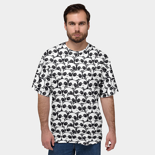 Мужская футболка оверсайз ПАНДЫ / 3D-принт – фото 3