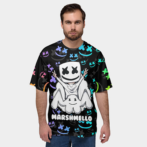 Мужская футболка оверсайз MARSHMELLO / 3D-принт – фото 3