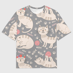 Футболка оверсайз мужская Милые кошечки, цвет: 3D-принт