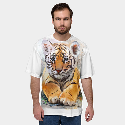 Мужская футболка оверсайз Tiger Art / 3D-принт – фото 3