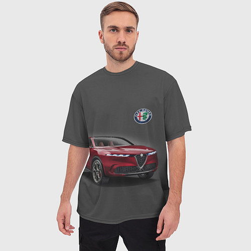 Мужская футболка оверсайз Alfa Romeo - Italy / 3D-принт – фото 3