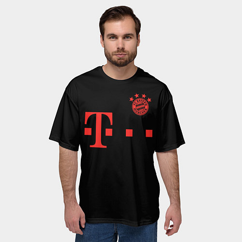 Мужская футболка оверсайз FC Bayern Munchen 20-21 - black / 3D-принт – фото 3