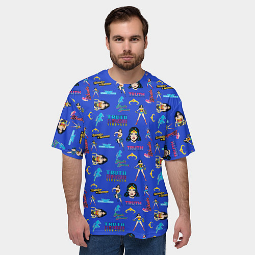 Мужская футболка оверсайз Паттерн Чудо-женщина / 3D-принт – фото 3