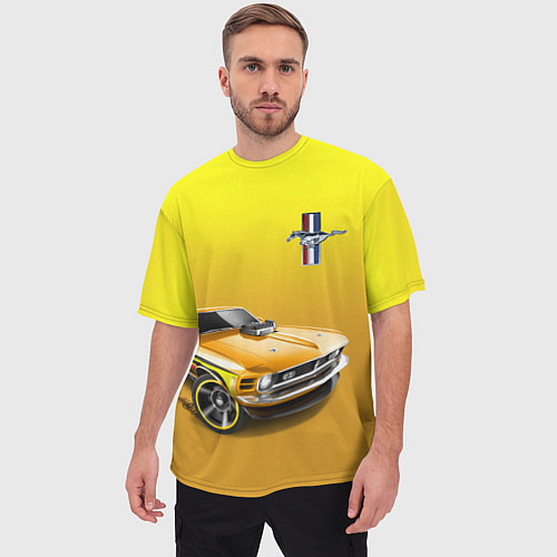 Мужская футболка оверсайз Ford mustang - motorsport / 3D-принт – фото 3