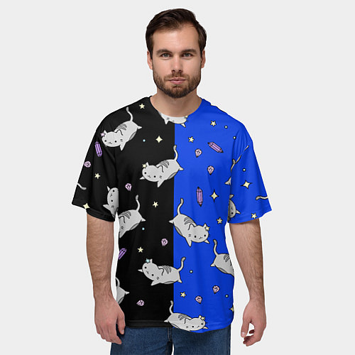 Мужская футболка оверсайз КИСЫ / 3D-принт – фото 3