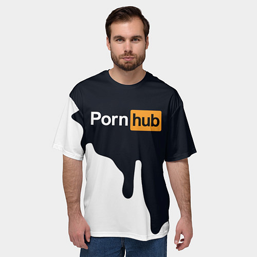 Мужская футболка оверсайз Pornhub / 3D-принт – фото 3