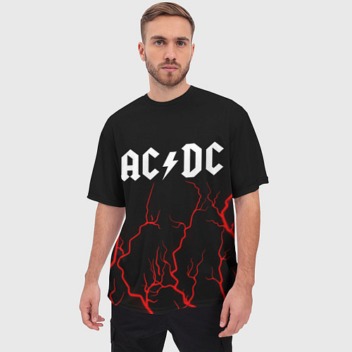 Мужская футболка оверсайз AC DС / 3D-принт – фото 3