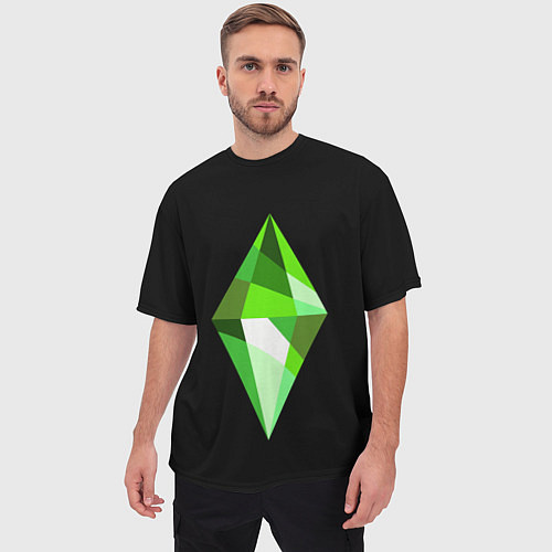 Мужская футболка оверсайз The Sims Plumbob / 3D-принт – фото 3