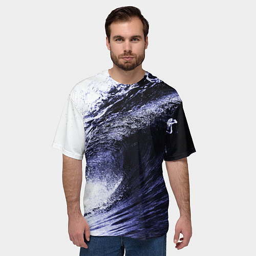 Мужская футболка оверсайз Волна / 3D-принт – фото 3