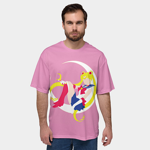 Мужская футболка оверсайз Сейлор мун / 3D-принт – фото 3