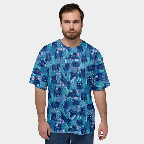 Мужская футболка оверсайз Коты / 3D-принт – фото 3