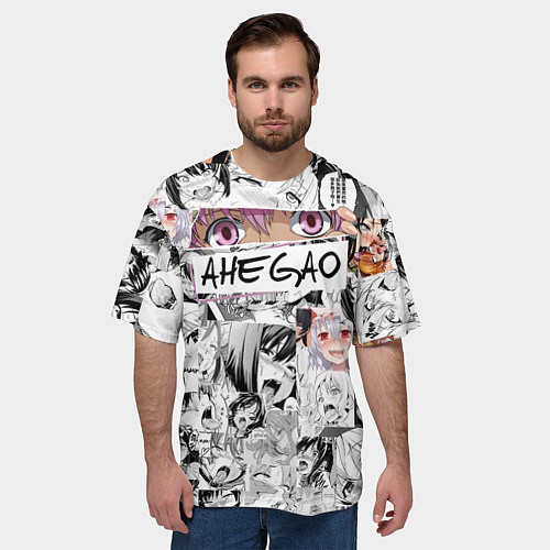 Мужская футболка оверсайз Ахегао Ahegao / 3D-принт – фото 3