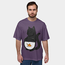 Футболка оверсайз мужская Довольный кот, цвет: 3D-принт — фото 2