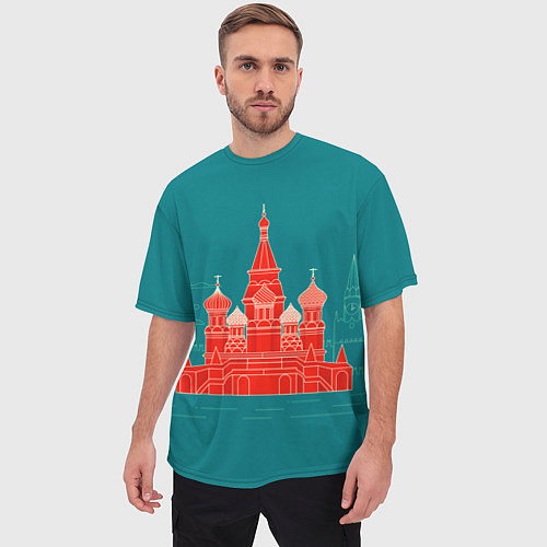 Мужская футболка оверсайз Москва / 3D-принт – фото 3