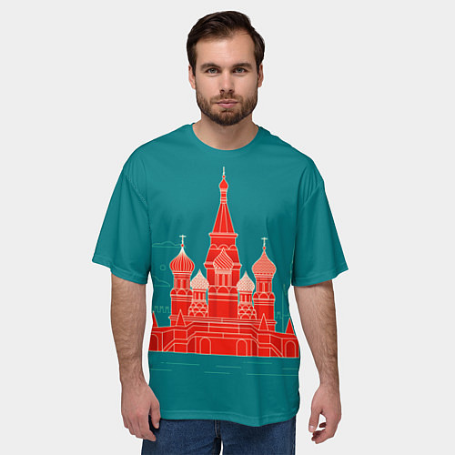 Мужская футболка оверсайз Москва / 3D-принт – фото 3