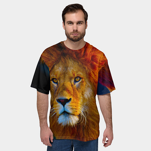 Мужская футболка оверсайз Лев 3D / 3D-принт – фото 3