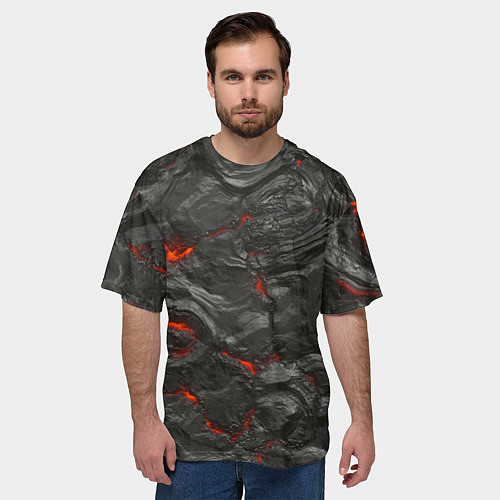 Мужская футболка оверсайз Застывшая лава / 3D-принт – фото 3