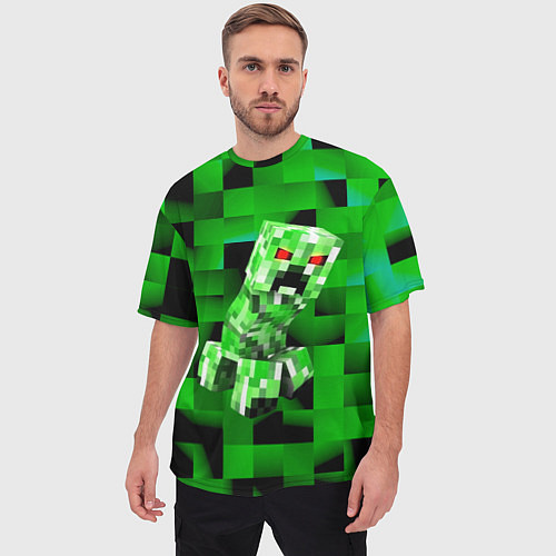 Мужская футболка оверсайз Minecraft creeper / 3D-принт – фото 3