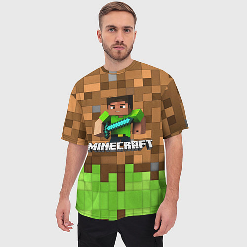 Мужская футболка оверсайз Minecraft logo heroes / 3D-принт – фото 3