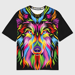 Футболка оверсайз мужская Neon wolf, цвет: 3D-принт