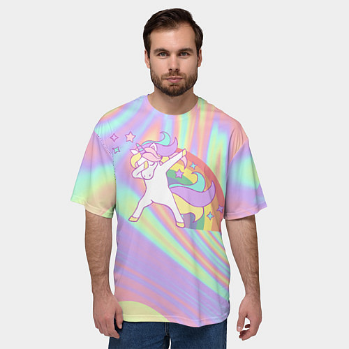 Мужская футболка оверсайз ЕДИНОРОГ / 3D-принт – фото 3