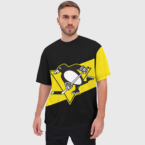 Мужская футболка оверсайз Питтсбург Пингвинз / 3D-принт – фото 3
