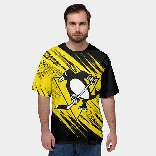 Мужская футболка оверсайз Pittsburgh Penguins Sport / 3D-принт – фото 3