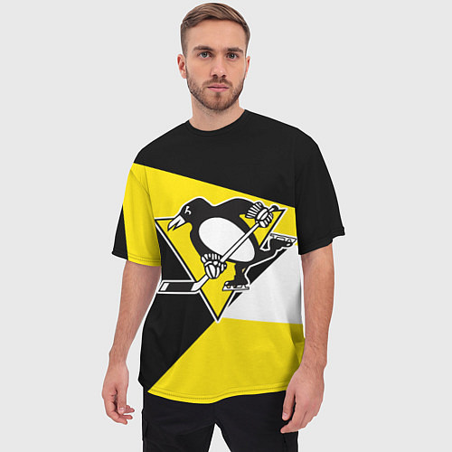 Мужская футболка оверсайз Pittsburgh Penguins Exclusive / 3D-принт – фото 3