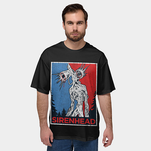 Мужская футболка оверсайз Сиреноголовый / 3D-принт – фото 3